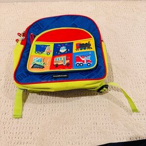 Crocodile Creek Kids BagPack Lime Green, Navy &Red 2 Compartments Travel School